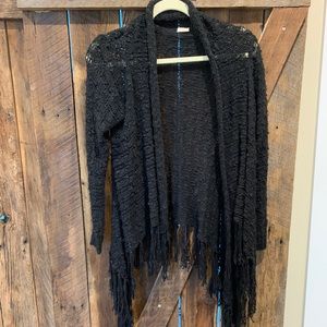 O’Neill black fringe cardigan